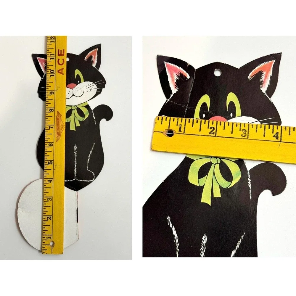 Vintage Honeycomb Halloween Decoration Black Cat on Pumpkin fall decor